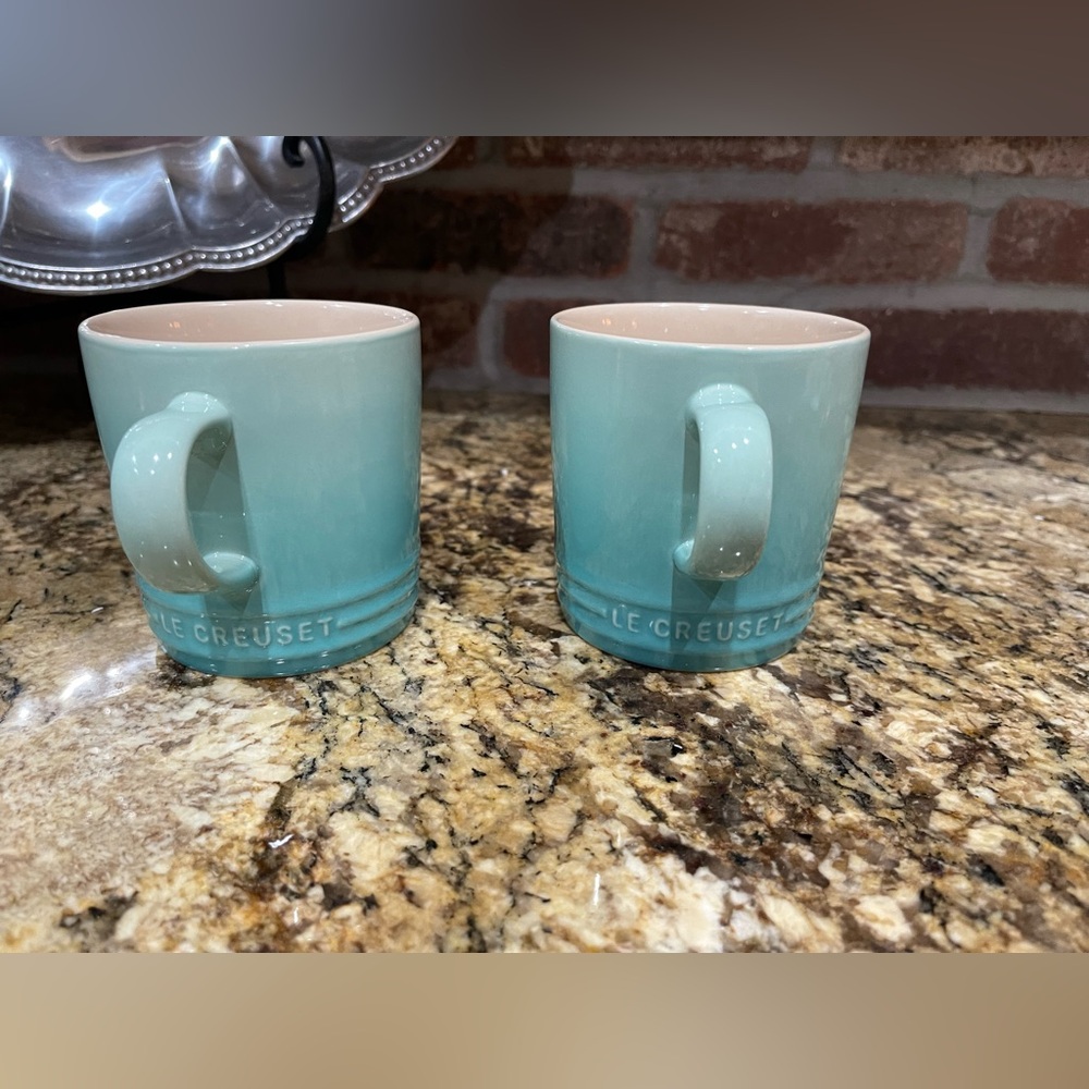 Le Creuset 350ml/12oz coffee mug COOL MINT bundle of 2 Second Choix NEW!